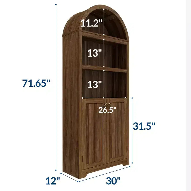 Étagère d'angle, Bibliothèque à 5 niveaux avec portes et étagères réglables