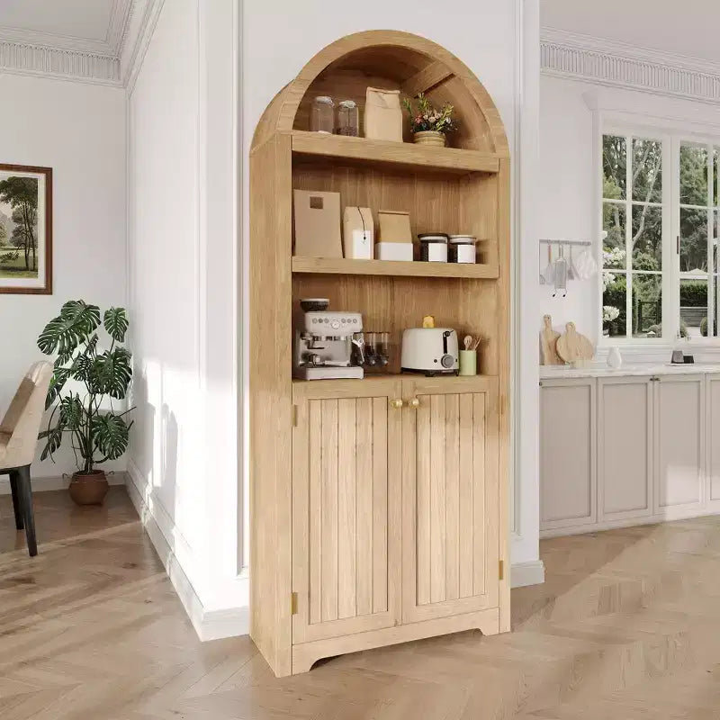 Étagère d'angle, Bibliothèque à 5 niveaux avec portes et étagères réglables