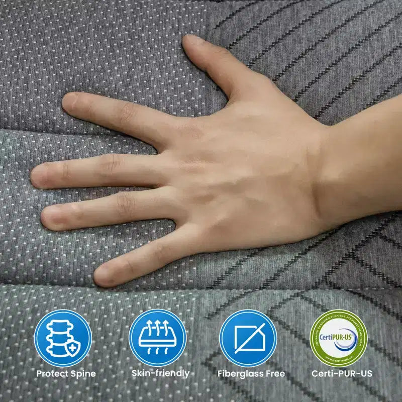 Matelas Hybride Respirant Fermeté Moyenne Mousse à Mémoire de Forme Rafraîchissante Livré dans une Boîte, Noir
