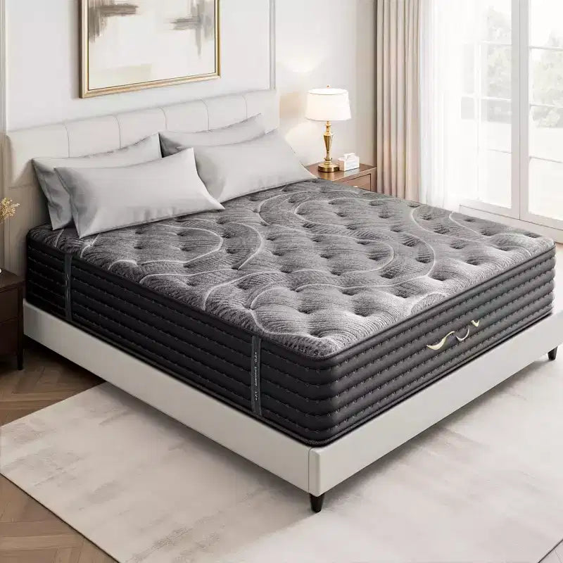 Matelas hybride mi-ferme en gel, mousse à mémoire de forme et laine cachemire, blanc