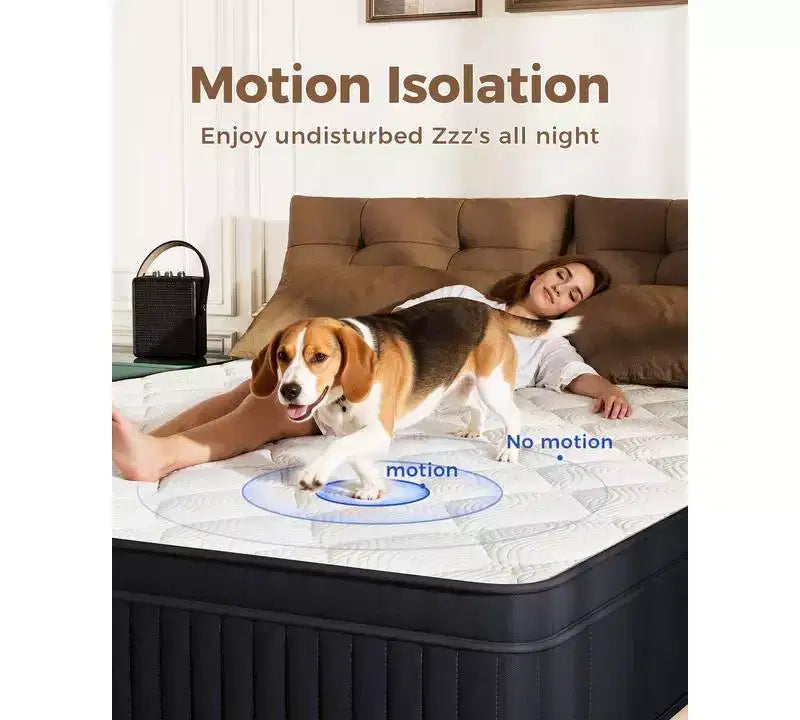 Matelas hybride respirant en mousse à mémoire de forme rafraîchissante, fermeté moyenne, livré compressé dans une boîte, blanc