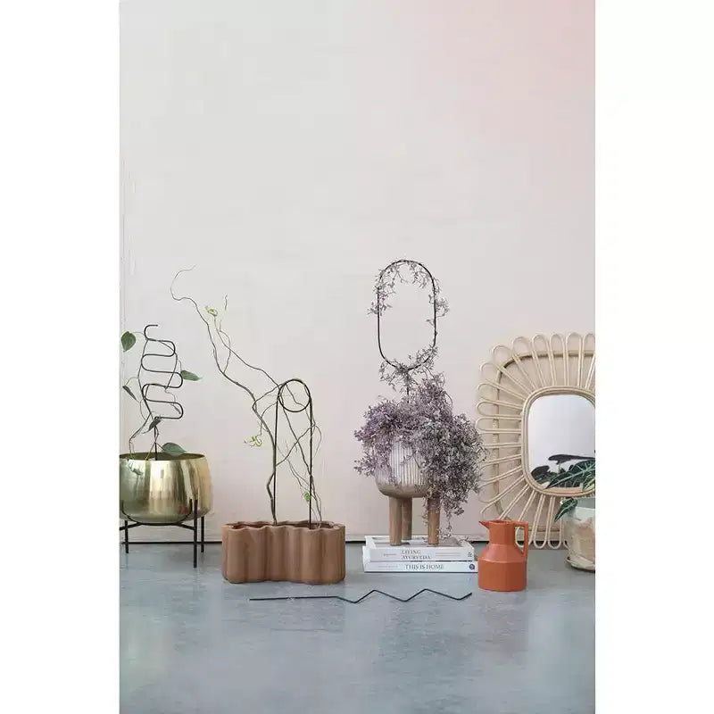 Miroir mural encadré pétale en rotin tressé, Naturel