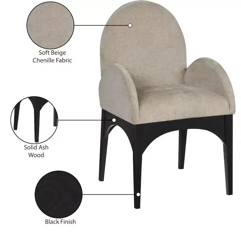 Chaise de salle à manger en tissu chenille