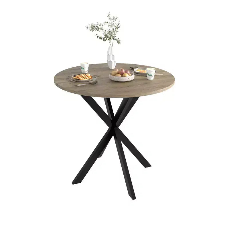 Table de salle à manger ronde de 31,5 pouces, petite table de cuisine circulaire avec pieds en métal noir