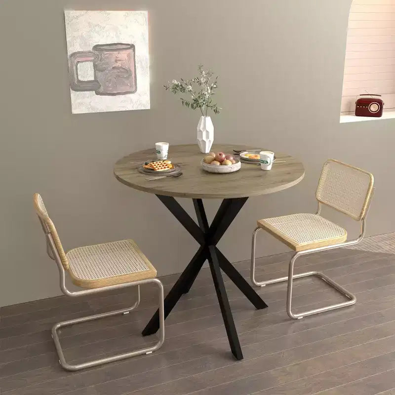 Table de salle à manger ronde de 31,5 pouces, petite table de cuisine circulaire avec pieds en métal noir