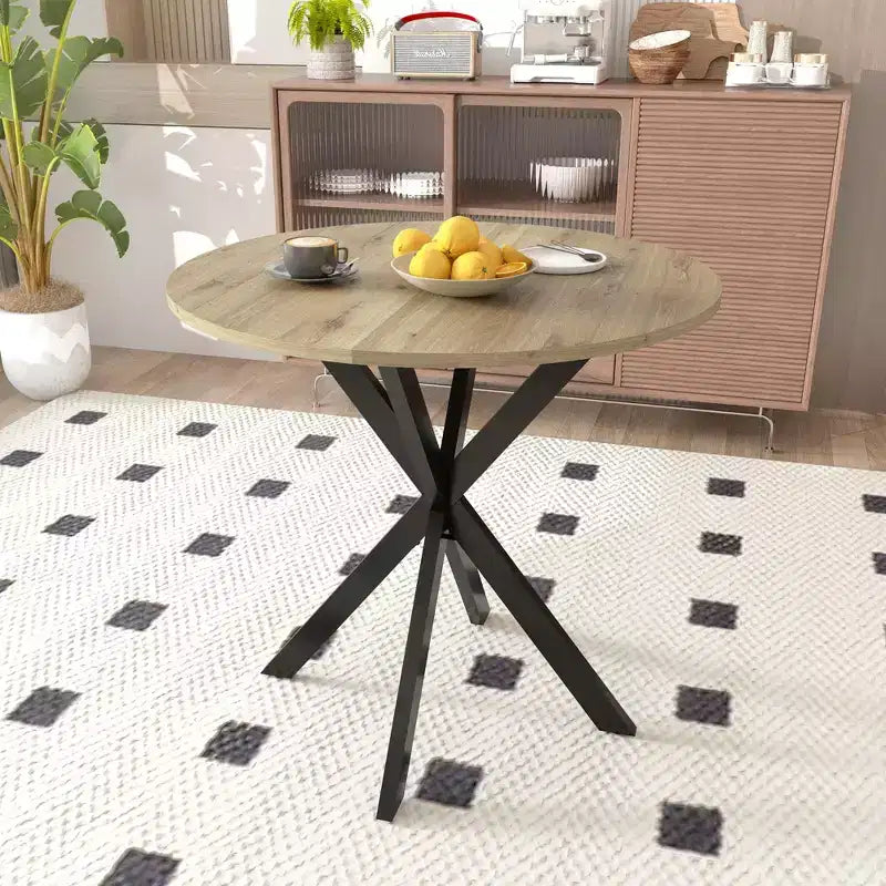 Table de salle à manger ronde de 31,5 pouces, petite table de cuisine circulaire avec pieds en métal noir