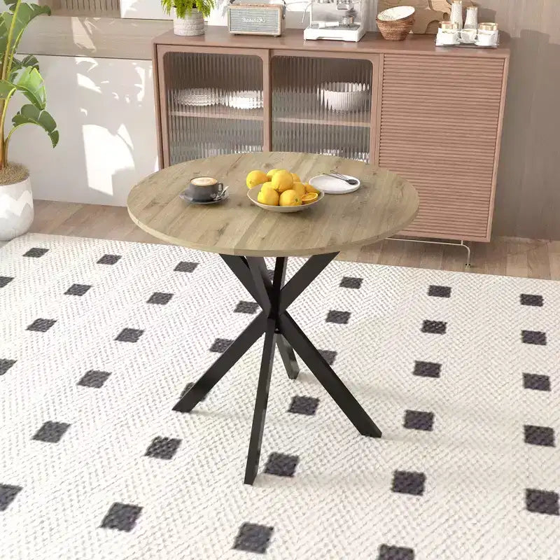 Table de salle à manger ronde de 31,5 pouces, petite table de cuisine circulaire avec pieds en métal noir