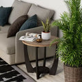 Table d'appoint ronde de ferme rustique avec étagère de rangement