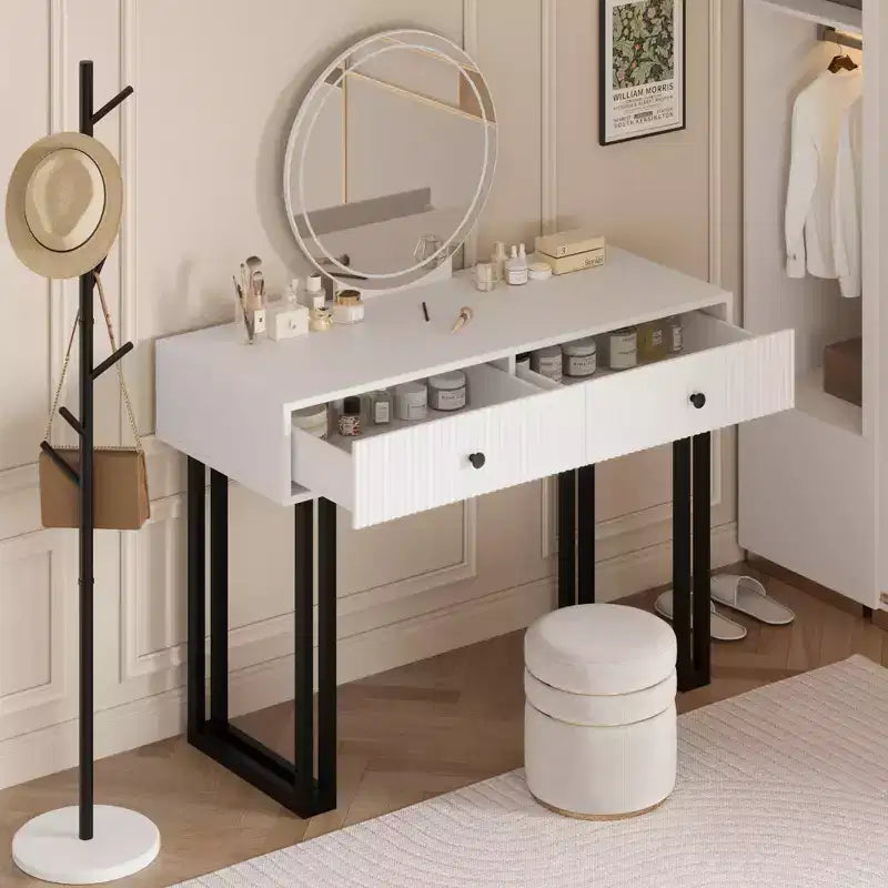 Coiffeuse avec miroir et lumières, Petite coiffeuse avec tiroirs