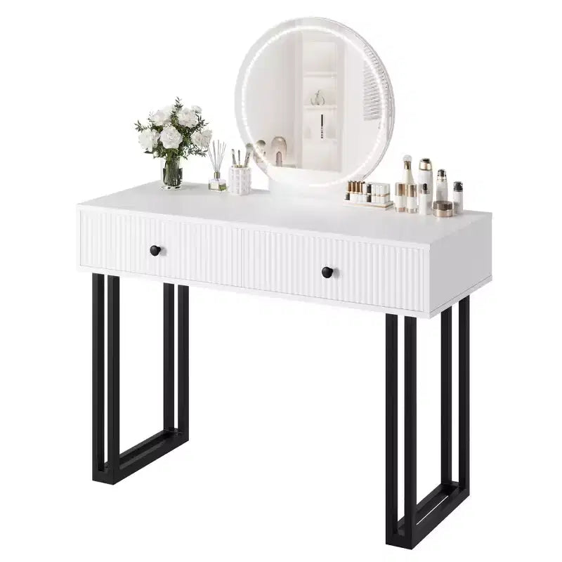 Coiffeuse avec miroir et lumières, Petite coiffeuse avec tiroirs