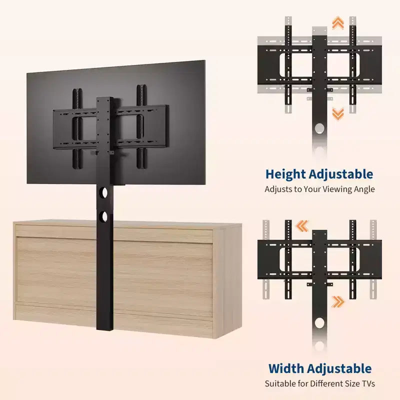 Meuble TV bahut de style campagnard pour téléviseurs jusqu'à 70'' 4 tiroirs, portes en rotin