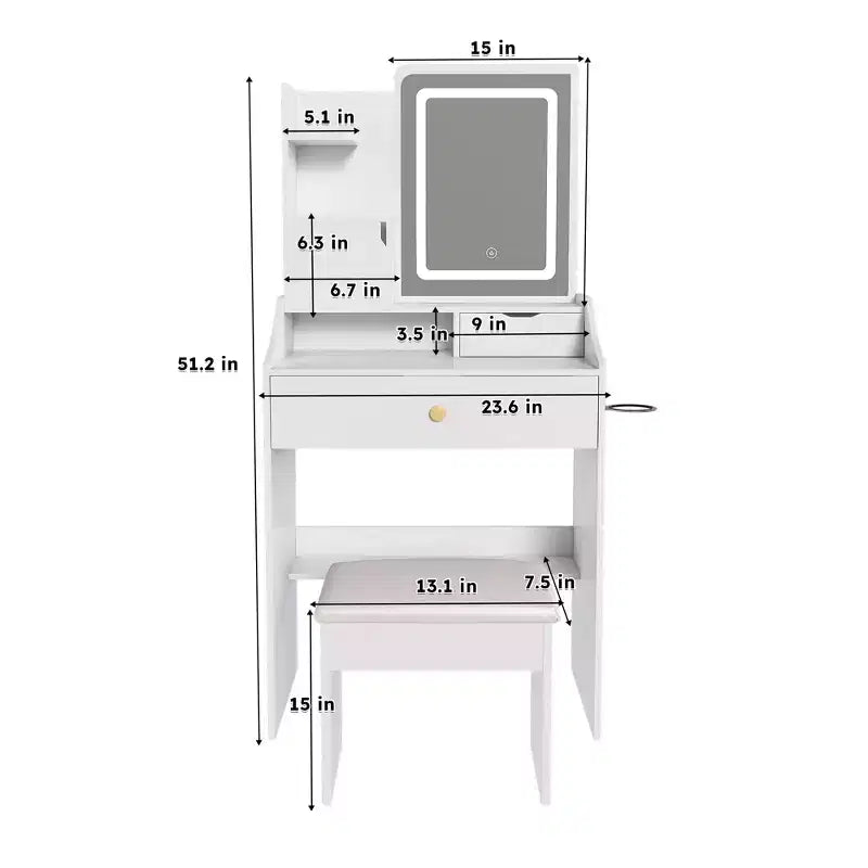 Meuble-lavabo avec miroir LED lumineux et station de recharge avec prise de courant
