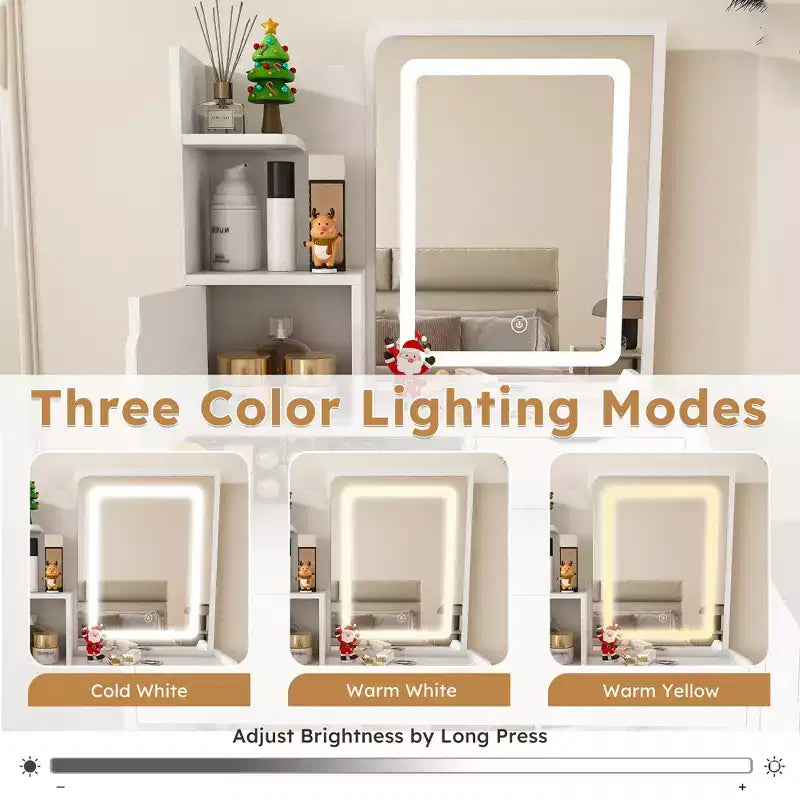 Meuble-lavabo avec miroir LED lumineux et station de recharge avec prise de courant