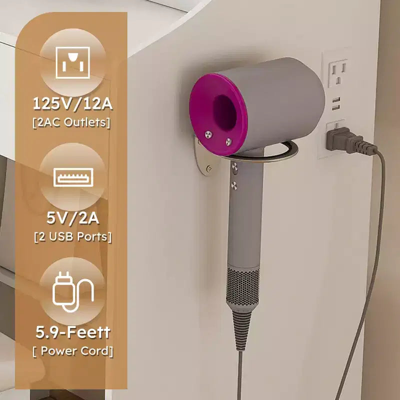 Meuble-lavabo avec miroir LED lumineux et station de recharge avec prise de courant