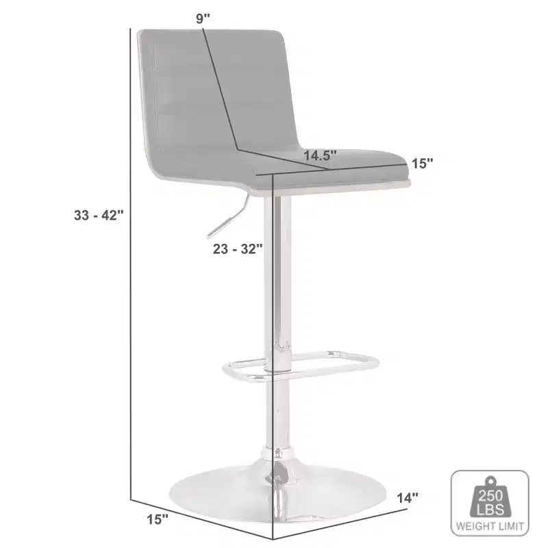 Tabouret de bar pivotant réglable en similicuir et chrome avec accent en bois de noyer