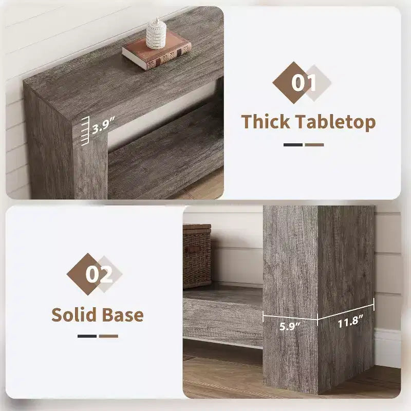 Table console à 2 niveaux pour salon et entrée, grande table de canapé