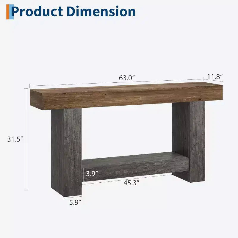 Table console à 2 niveaux pour salon et entrée, grande table de canapé