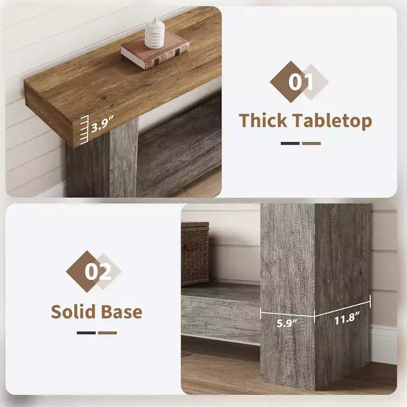 Table console à 2 niveaux pour salon et entrée, grande table de canapé