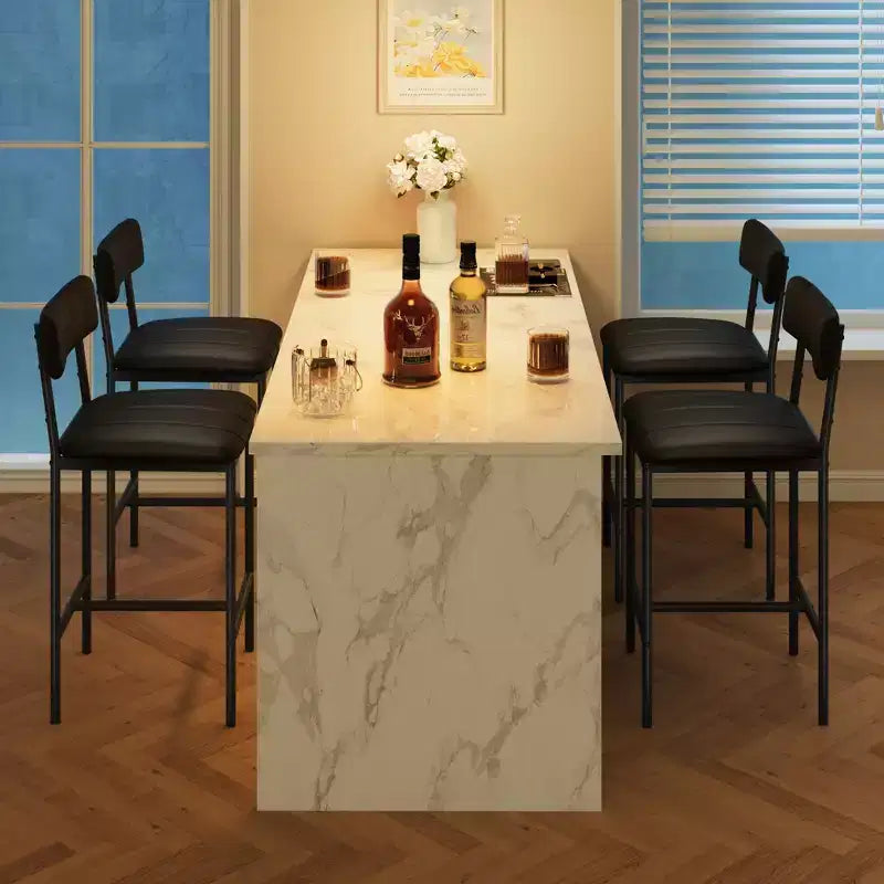 Tabouret de bar en cuir PU et métal avec assise rembourrée