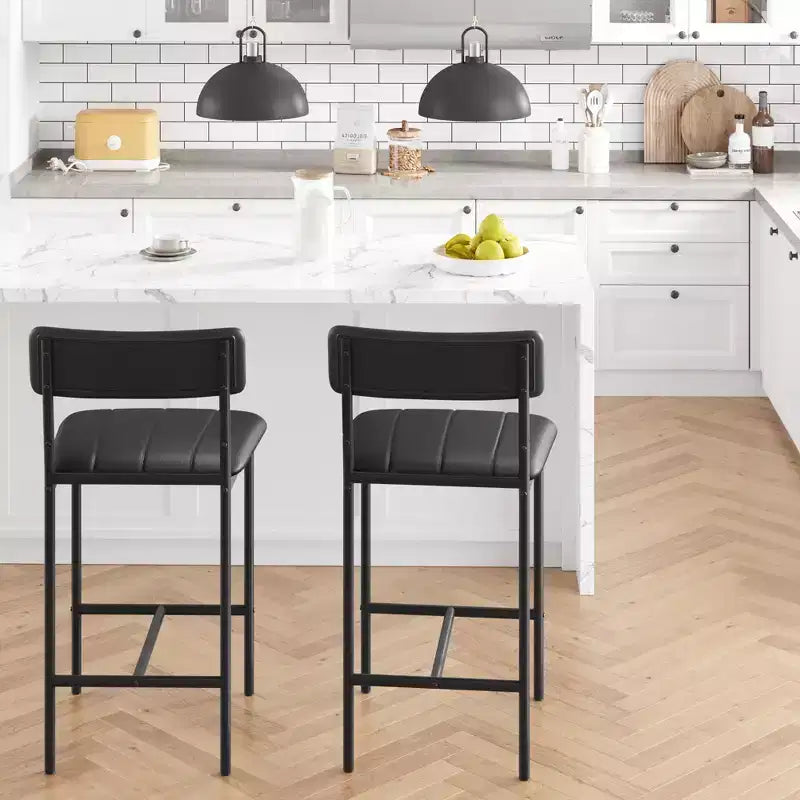 Tabouret de bar en cuir PU et métal avec assise rembourrée