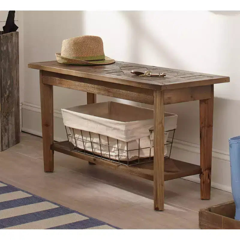 Banc en bois massif, capacité de charge de 136 kg, entrée, salon, étagère de rangement