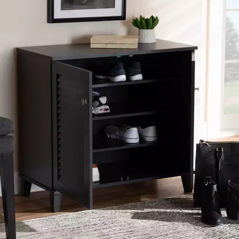 Meuble de rangement pour chaussures en bois composite gris foncé