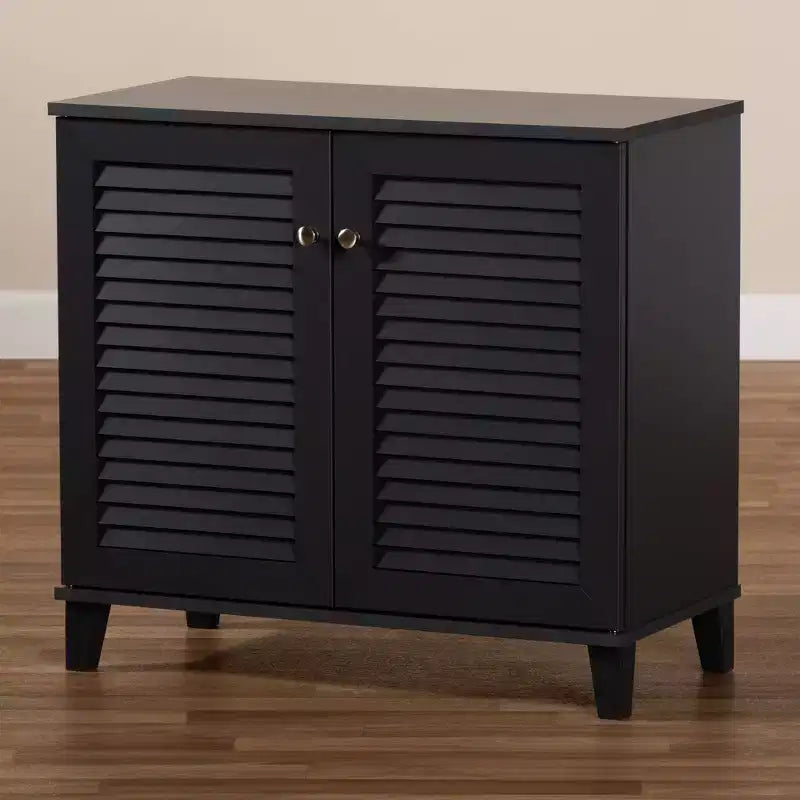 Meuble de rangement pour chaussures en bois composite gris foncé